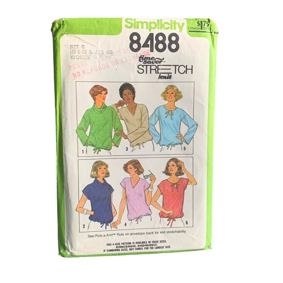 Vintage Simplicity 8488 Shirt Sewing Pattern Bust Size 40-46 Bust uncut - Picture 1 of 2